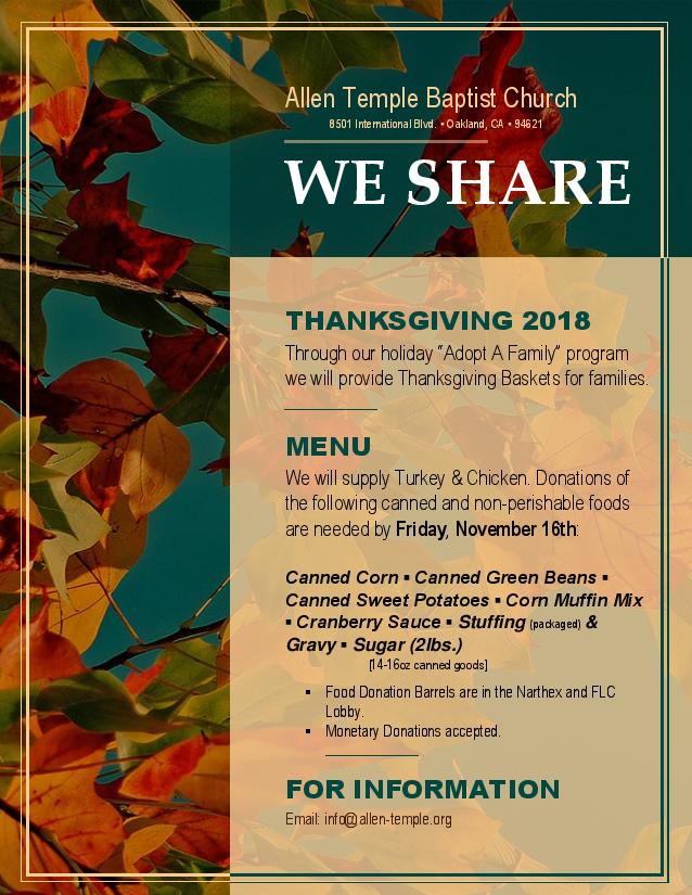 ATBC Thanksgiving 2018 Adopt A Family