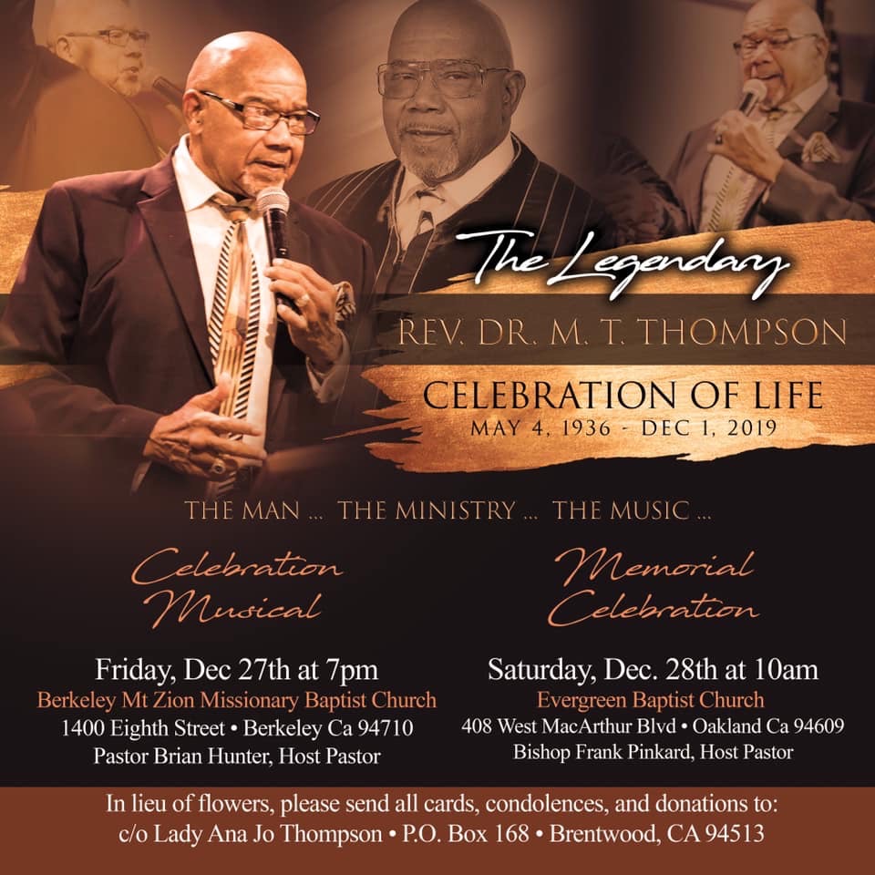 Allen Temple Mourns the Passing of Dr. M.T. Thompson - Allen Temple