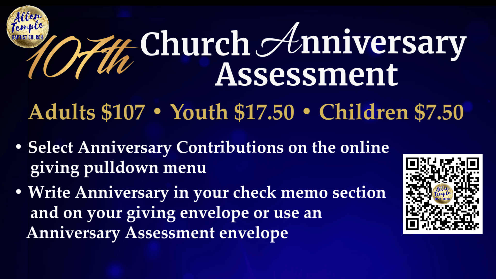 107th Church Anniversary Assessment Strategies 1