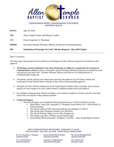 Submission of Strategies for God's Mission (Announcement Request) Procedure