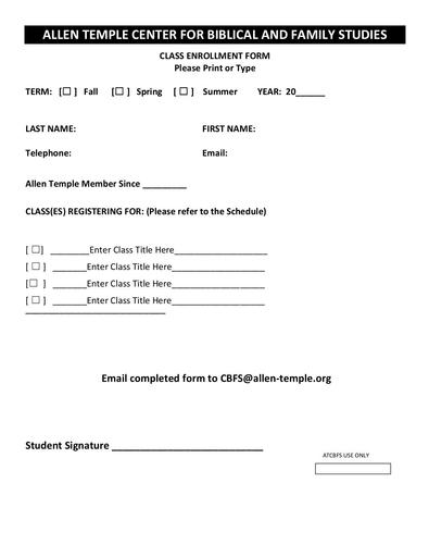 Center for Biblical and Family Studies Spring 2023 Enrollment Form