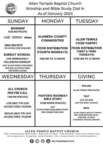 Virtual Ministry Schedule (Jan 2024)