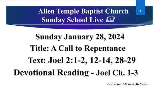 Sunday, January 28, 2024 - Brother Michael McCants - A Call to Repentance
