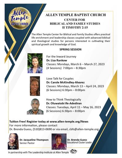 Center for Biblical and Family Studies Spring 2023 Course Descriptions